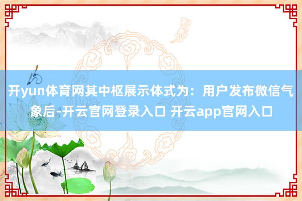 开yun体育网其中枢展示体式为：用户发布微信气象后-开云官网